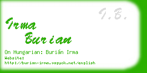irma burian business card