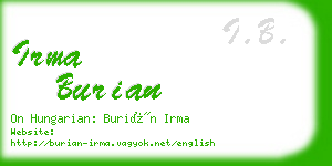 irma burian business card